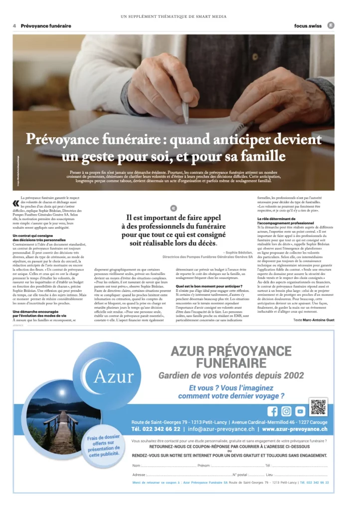 Prévoyance funéraire: quand anticiper devient un geste pour soi, et pour sa famille